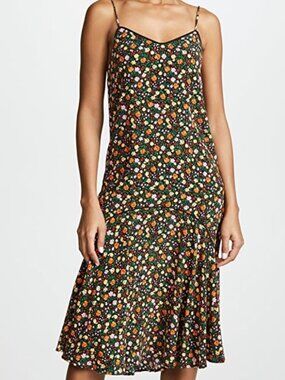 GANNI Joycedale Ruffled Floral-print Silk-crepe Midi Dress In Multi Womens 36